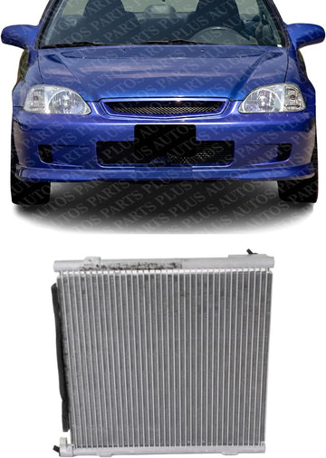 Front A/C Condenser Aluminum Core Direct Replacement Compatible With 1996-2000 Honda Civic HO3030108 80110S01A11