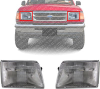 Set Of 2 Front Head Light Assembly Left Driver & Right Passenger Side Direct Replacement Compatible With 1993-1997 Ford Ranger FO2503115 FO2502119 F37Z13008A F37Z13008B