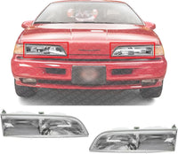 Set Of 2 Front Head Light Assembly Plastic Left Driver & Right Passenger Side Direct Replacement Compatible With 1989-1993 Ford Thunderbird FO2502115 FO2503110 E9SZ13008B E9SZ13008A