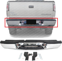 Rear Step Bumper Fleetside Chrome Steel Direct Replacement Compatible With 1998-2004 Chevrolet S10 Pickup GM1101102 12343438