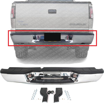 Rear Step Bumper Fleetside Chrome Steel Direct Replacement Compatible With 1998-2004 Chevrolet S10 Pickup GM1101102 12343438