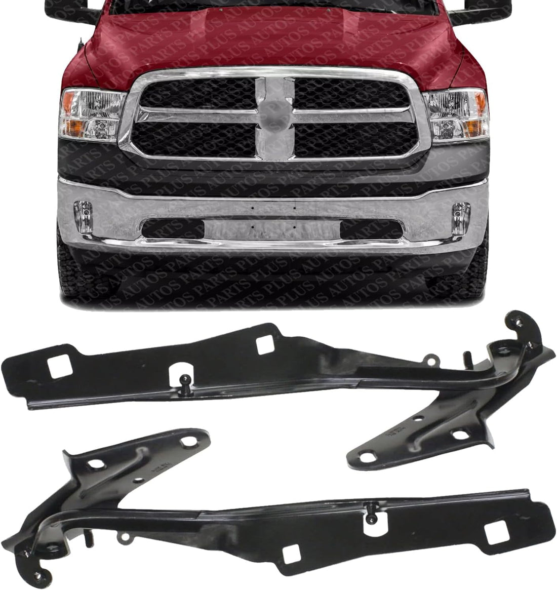 Set of 2 Front Hood Hinge Right Passenger & Left Driver Side Direct Replacement Compatible with 2009-2018 Dodge Ram 1500 CH1236123 CH1236124 55372575AD 55372574AD
