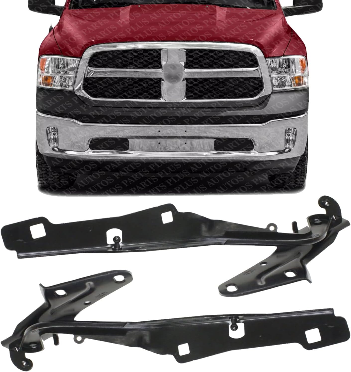 Set of 2 Front Hood Hinge Right Passenger & Left Driver Side Direct Replacement Compatible with 2009-2018 Dodge Ram 1500 CH1236123 CH1236124 55372575AD 55372574AD