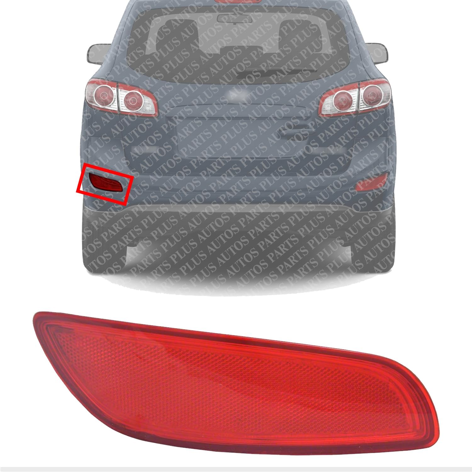 Rear Bumper Reflector Plastic Left Driver Side Direct Replacement Compatible With 2010-2012 Hyundai Santa HY1184107 924082B510