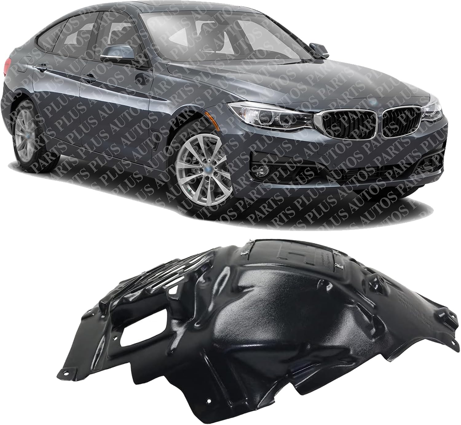 Front Fender Liner Middle Section Right Passenger Side Direct Replacement Compatible With 2014-2019 BMW 3-Series BM1249155 51717288912