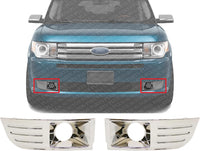 Set Of 2 Front Fog Light Molding Chrome Right Passenger & Left Driver Side Direct Replacement Compatible With 2009-2012 Ford Flex FO2599105 FO2598105 8A8Z17E810B 8A8Z17E811B
