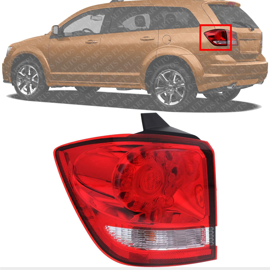 AUTOS PARTS PLUS Tail Light Outer Assembly Left Driver Side Direct Replacement Compatible With 2009-2020 Dodge Journey CH2804105 68078465AD