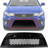 Front Bumper Grille Primed Plastic With Fog Light Holes Direct Replacement Compatible With 2010-2013 Kia Forte Koup KI1036108 865601M310