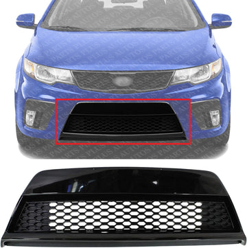 Front Bumper Grille Primed Plastic With Fog Light Holes Direct Replacement Compatible With 2010-2013 Kia Forte Koup KI1036108 865601M310