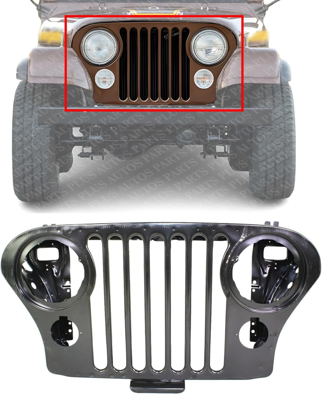 Front Grille Primed Shell And Insert Steel Direct Replacement Compatible With 1972-1986 Jeep CJ-Series CH1200139 J5752656