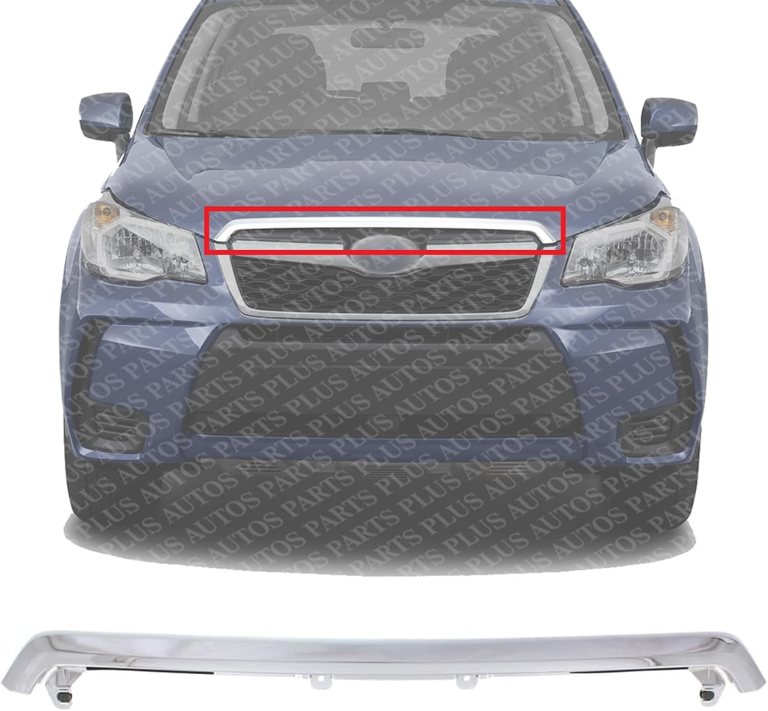 Front Hood Molding Chrome Plastic Direct Replacement Compatible With 2014-2016 Subaru Forester SU1235100 91121SG011