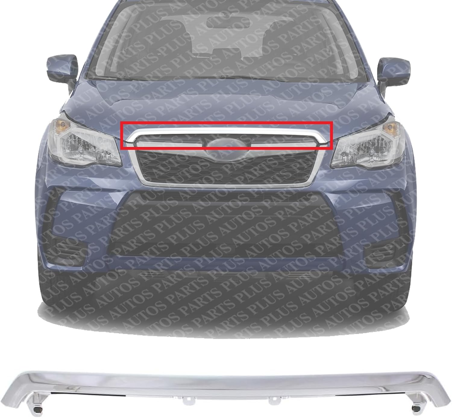 Front Hood Molding Chrome Plastic Direct Replacement Compatible With 2014-2016 Subaru Forester SU1235100 91121SG011