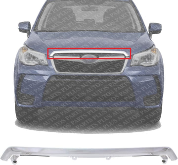 Front Hood Molding Chrome Plastic Direct Replacement Compatible With 2014-2016 Subaru Forester SU1235100 91121SG011