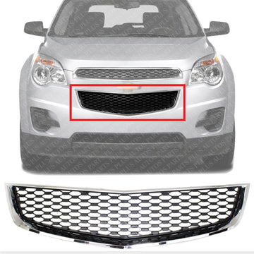 Front Bumper Grille Chrome Shell With Painted Black Insert Direct Replacement Compatible With 2010-2015 Chevrolet Equinox GM1200621 25798747
