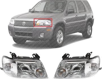 Set Of 2 Front Headlight Assembly Right Passenger & Left Driver Side Direct Replacement Compatible With 2005-2007 Mercury Mariner FO2502223 FO2503223 5E6Z13008BA 5E6Z13008AA