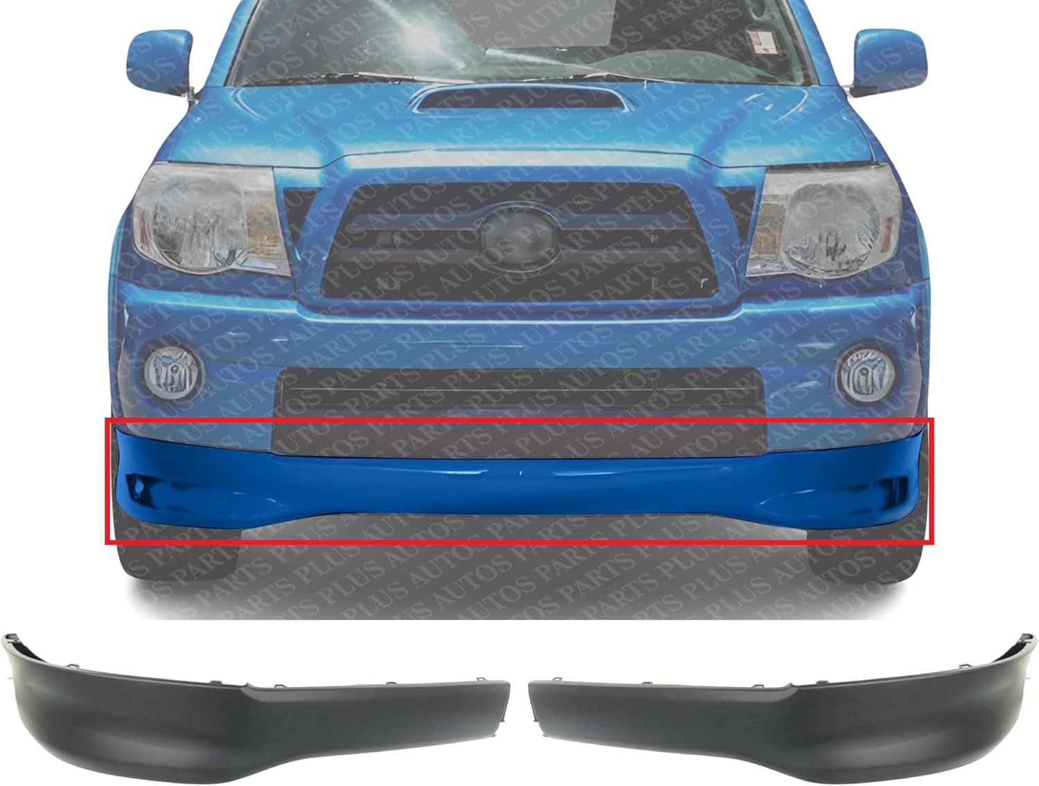 Set Of 2 Front Lower Valance Spoiler Primed Plastic Left Driver & Right Passenger Side Direct Replacement Compatible With 2005-2011 Toyota Tacoma TO1093127 TO1093128