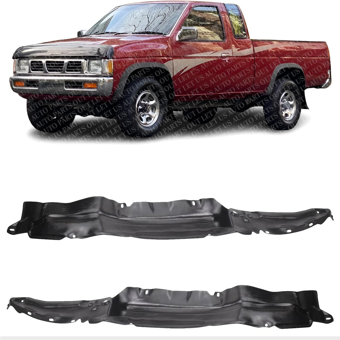 Set Of 2 Front Fender Liner Right Passenger & Left Driver Side Direct Replacement Compatible With 1986-1997 Nissan Pickup NI1249103 NI1248103 6388001G01 6388101G02