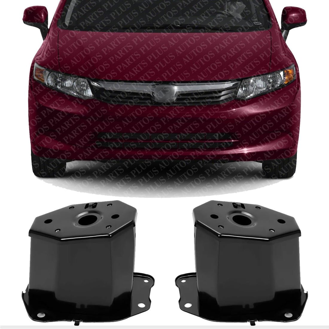 Set Of 2 Front Bumper Bracket Left Driver & Right Passenger Side Direct Replacement Compatible With 2012 Honda Civic HO1067116 HO1066116 71135TR0A00ZZ 71185TR0A00ZZ