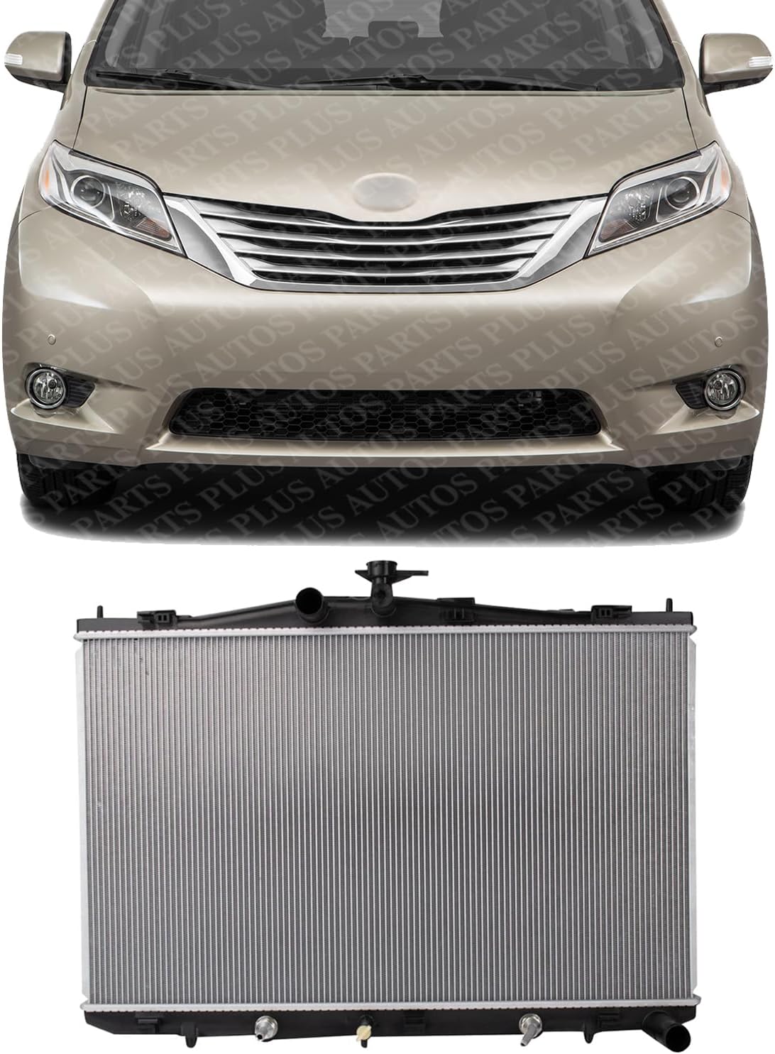 Front Radiator Aluminum Core Direct Replacement Compatible With 2017-2020 Toyota Sienna TO3010360 160410P280