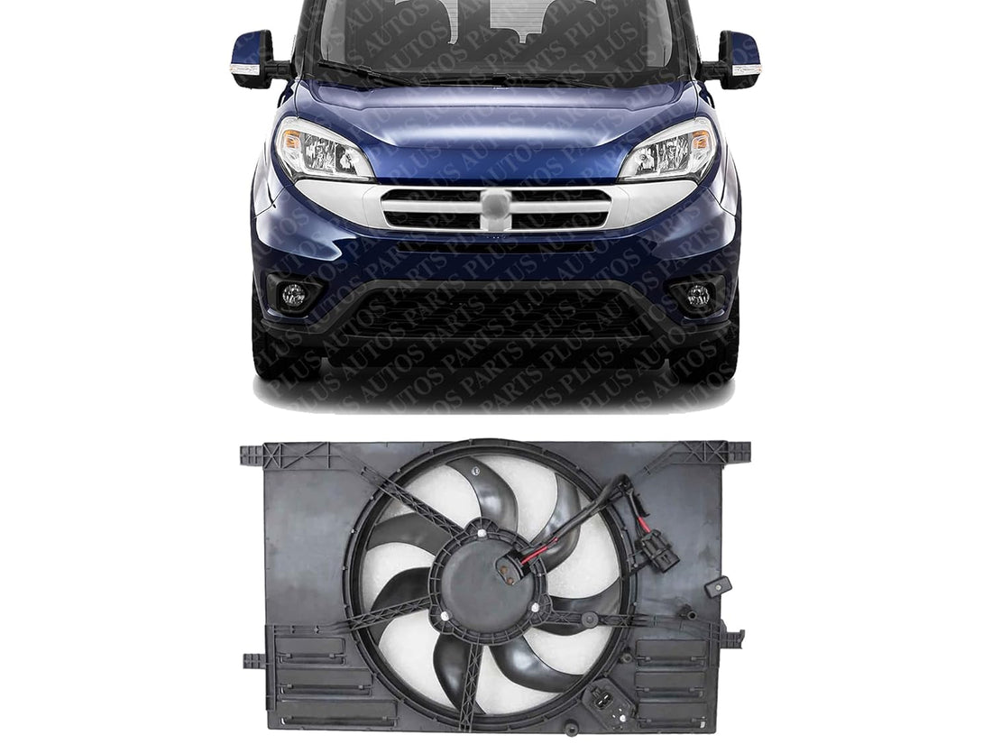 Front Radiator Single Fan Assembly Direct Replacement Compatible with 2015-2022 Ram ProMaster City / 2016-2018 Fiat 500X FI3115102 68360299AA 68247205AA