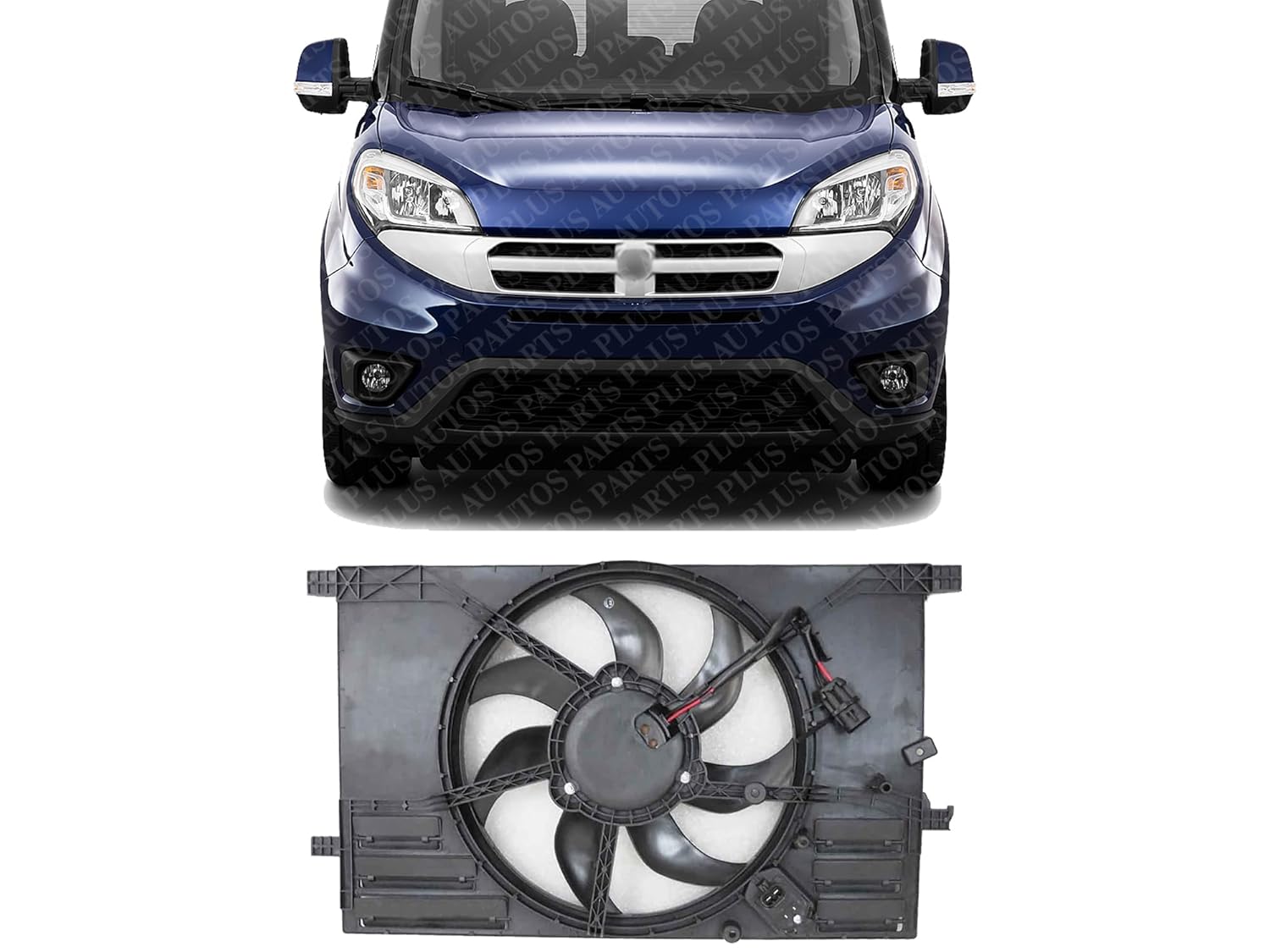 Front Radiator Single Fan Assembly Direct Replacement Compatible with 2015-2022 Ram ProMaster City / 2016-2018 Fiat 500X FI3115102 68360299AA 68247205AA