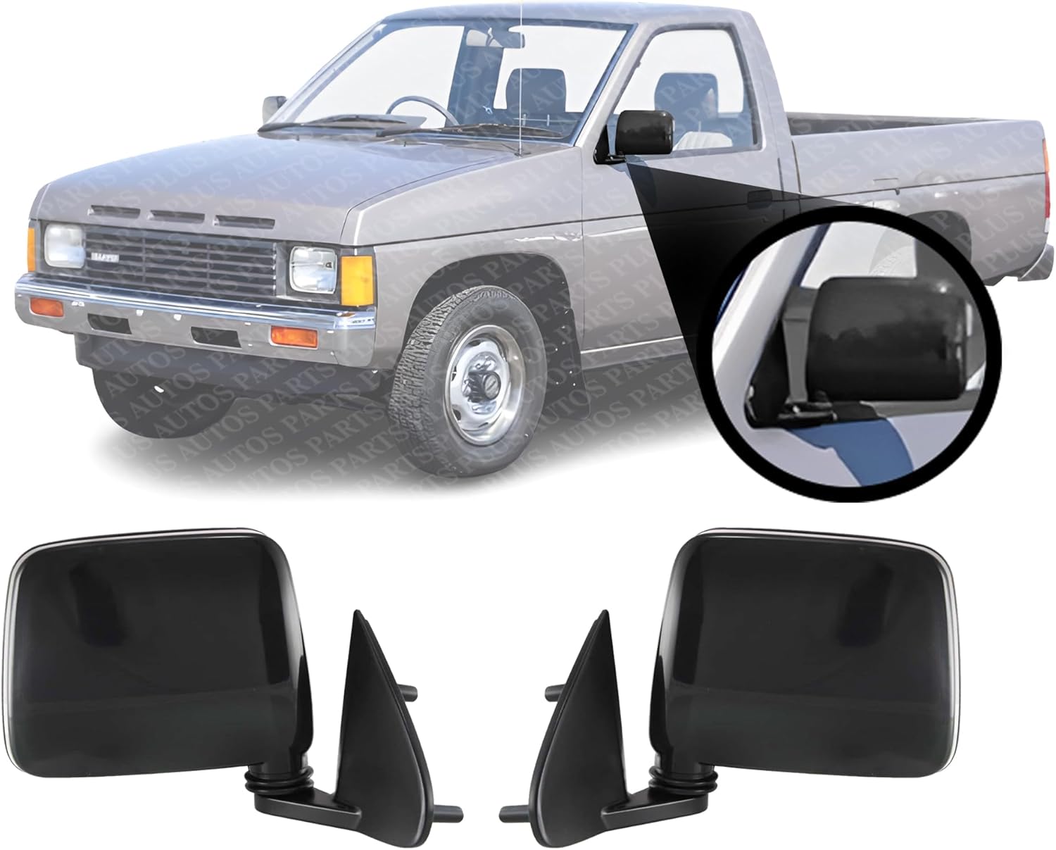 Set Of 2 Front Mirror Manual Folding Non-Heated Primed Right Passenger & Left Driver Side Direct Replacement Compatible With 1986-1997 Nissan Pickup NI1320106 NI1321106 9630211G7A
