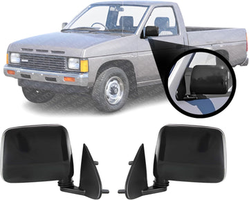 Set Of 2 Front Mirror Manual Folding Non-Heated Primed Right Passenger & Left Driver Side Direct Replacement Compatible With 1986-1997 Nissan Pickup NI1320106 NI1321106 9630211G7A