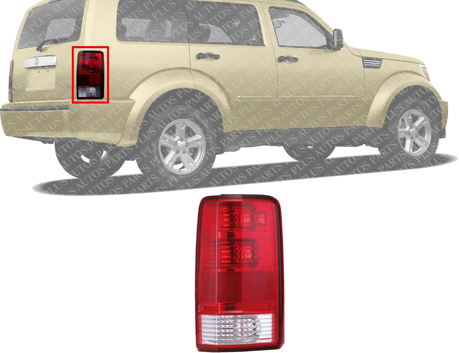 Rear Tail Light Lens & Housing Right Passenger Side Direct Replacement Compatible With 2007-2011 Dodge Nitro CH2819115 55157150AG