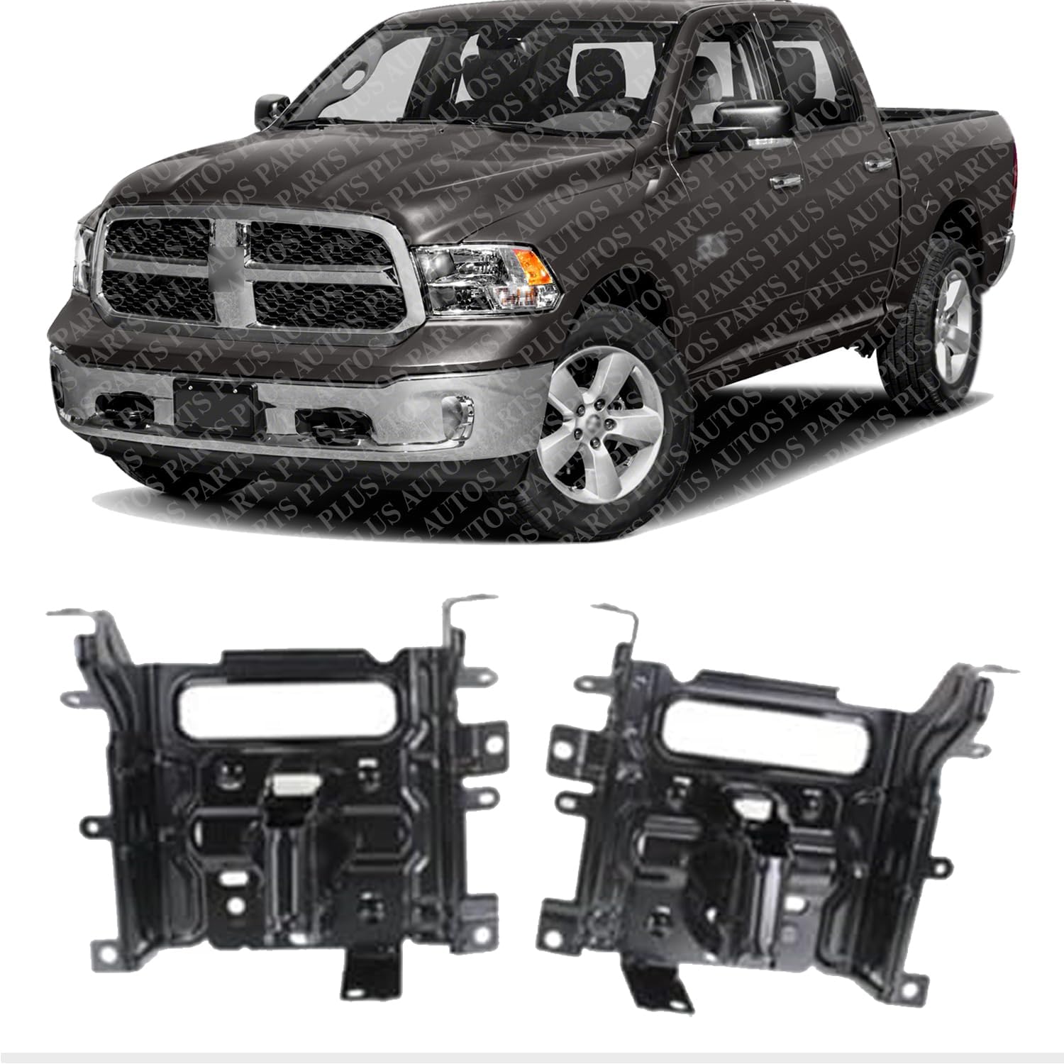 Set Of 2 Front Bumper Bracket Left Driver & Right Passenger Side Direct Replacement Compatible With 2013-2018 Ram 1500 CH1061104 68232485AA