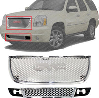 Front Upper & Lower Grilles Direct Replacement Compatible With 2007-2014 GMC Yukon GM1200610 GM1036114 22761715 15264513