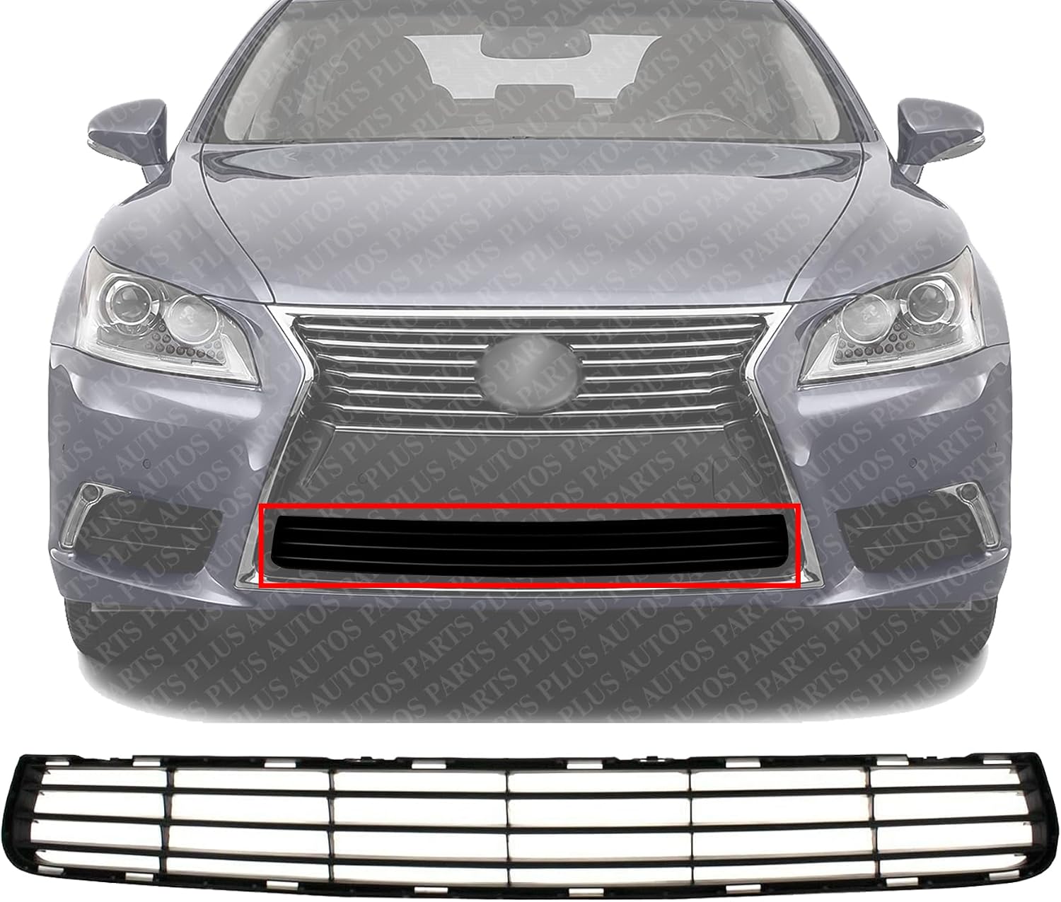 Front Bumper Grille Textured Plastic Direct Replacement Compatible With 2013-2017 Lexus LS460 / LS600h LX1036113 5311250300