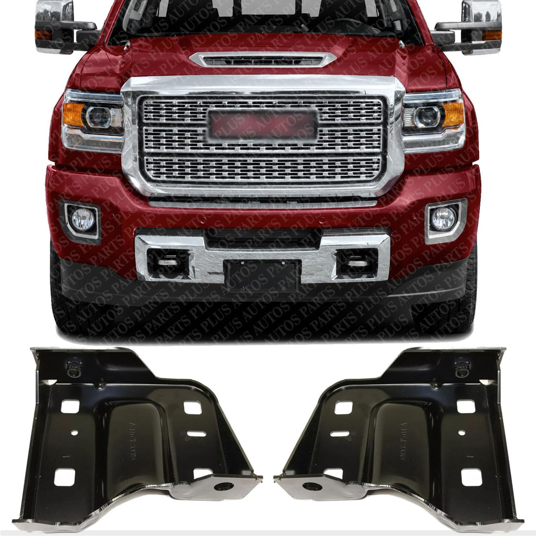 AUTOS PARTS PLUS Set Of 2 Front Bumper Inner Bracket Steel Right Passenger & Left Driver Side Direct Replacement Compatible With Chevrolet Silverado/GMC Sierra 2500HD 3500HD 2015-2019 GM1062112