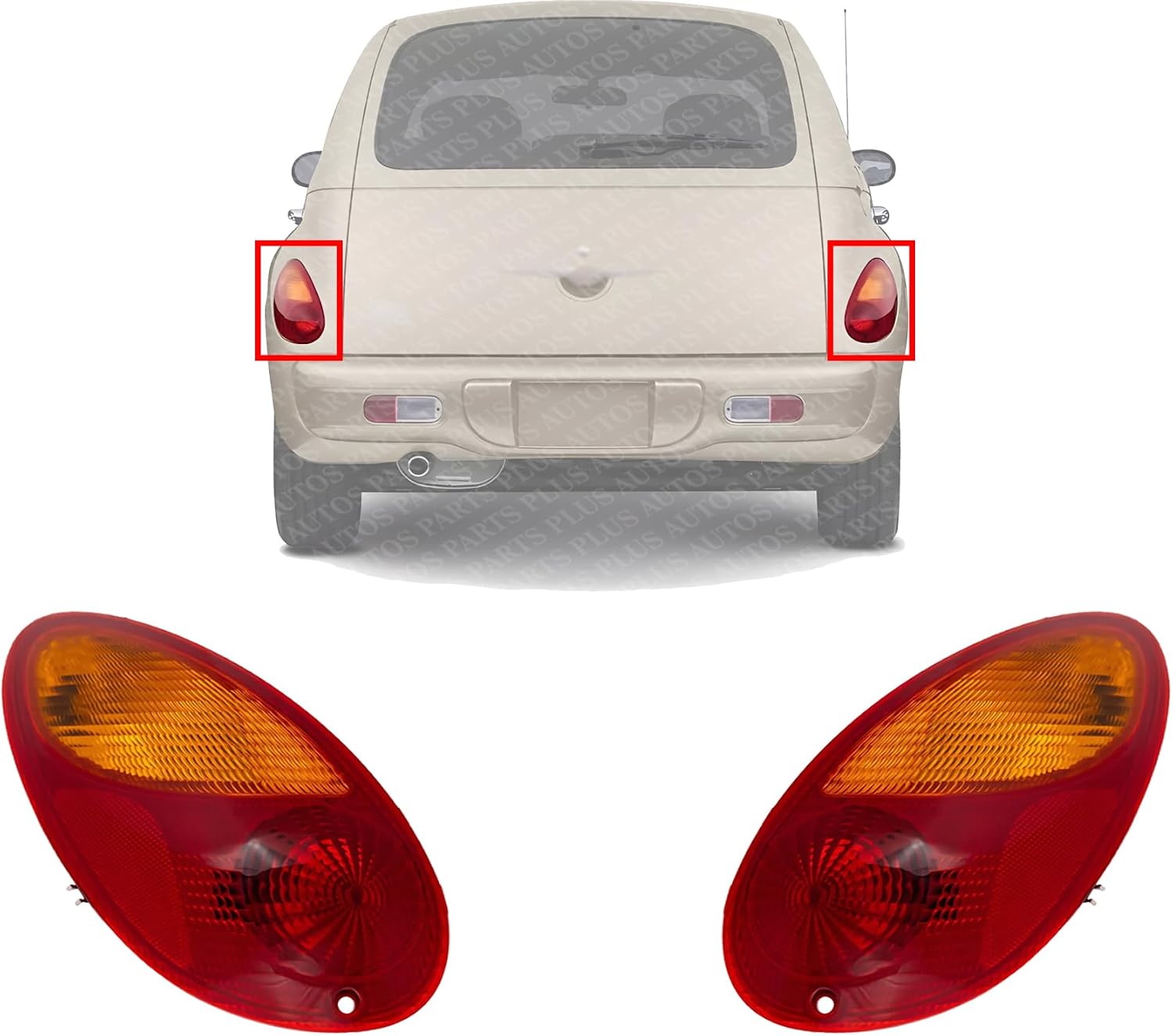 Set Of 2 Tail Light Assembly Right Passenger & Left Driver Side Direct Replacement Compatible With 2001-2005 Chrysler PT Cruiser CH2801145 CH2800145 5288742AG 5288743AG