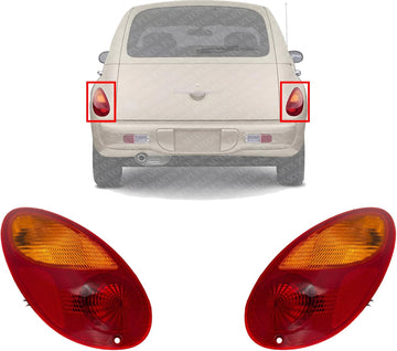 Set Of 2 Tail Light Assembly Right Passenger & Left Driver Side Direct Replacement Compatible With 2001-2005 Chrysler PT Cruiser CH2801145 CH2800145 5288742AG 5288743AG