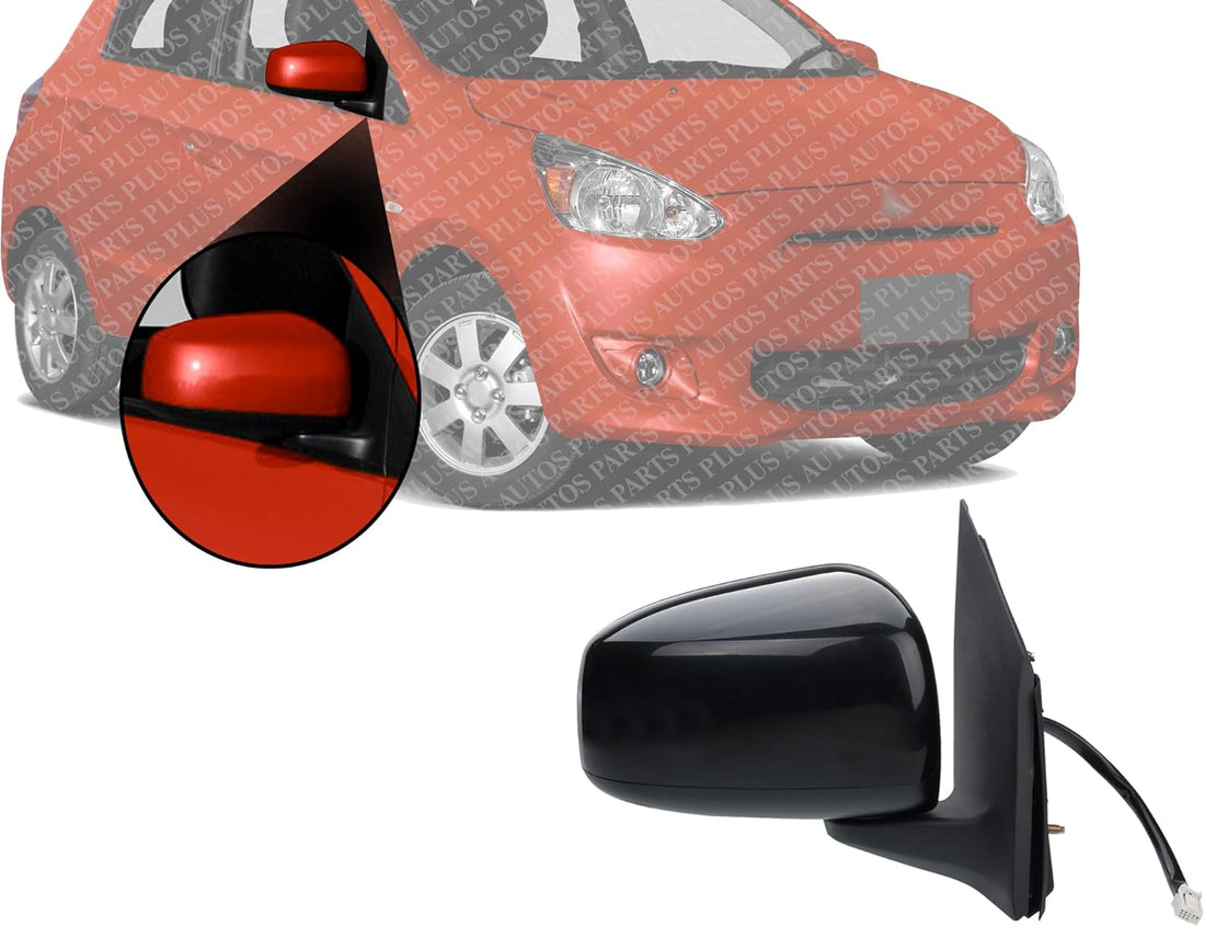 Front Power Mirror Manual Folding Non-Heated Primed Right Passenger Side Direct Replacement Compatible With 2014-2022 Mitsubishi Mirage / 2017-2022 G4 MI1321149 7632B280-PFM