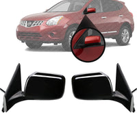 Set Of 2 Front Power Mirror Manual Folding Heated Primed Left Driver & Right Passenger Side Direct Replacement Compatible With 2008-2013 Nissan Rogue / 2014-2015 Select NI1321236