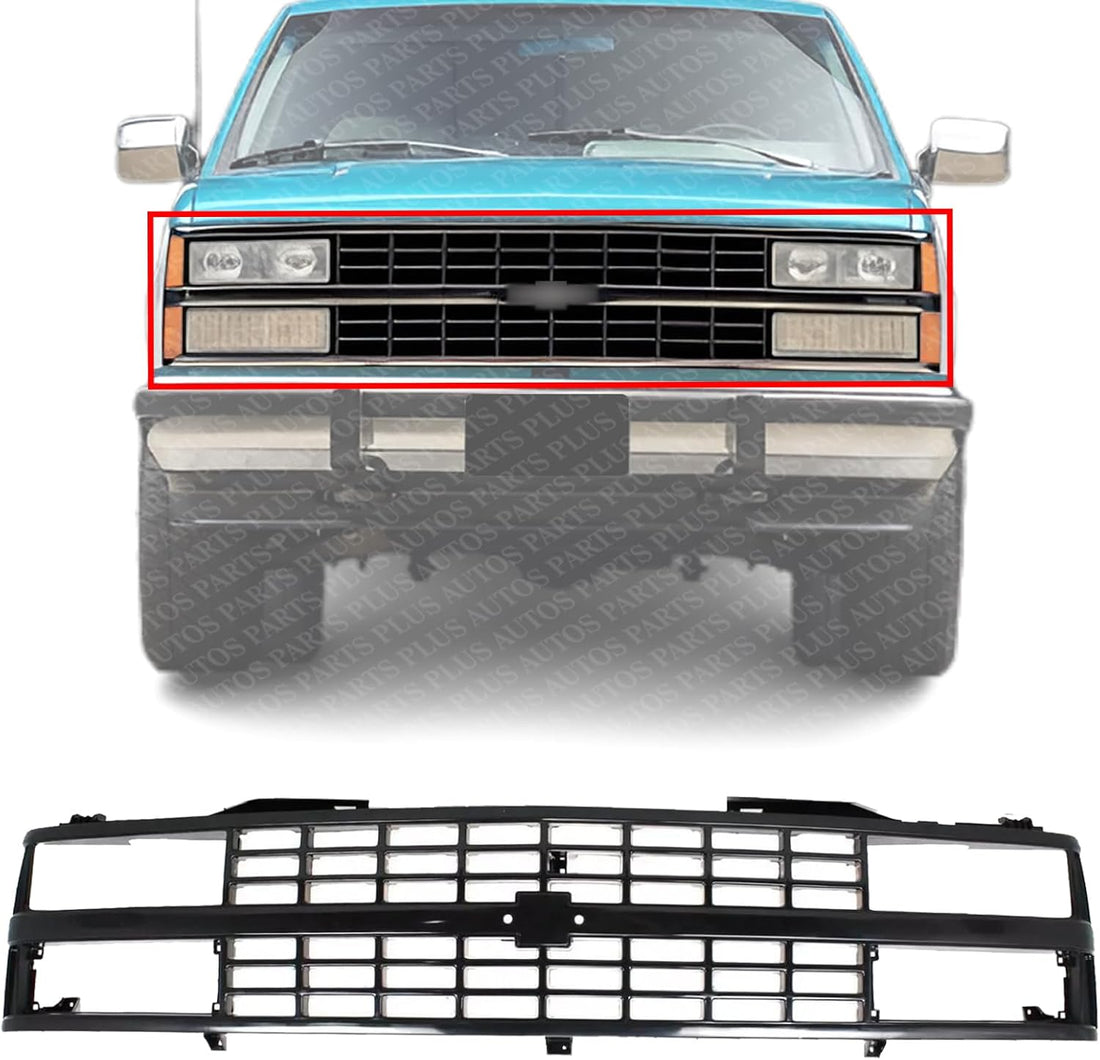 Front Grille Primed Shell And Insert Plastic Direct Replacement Compatible With 1988-1993 Chevrolet / 1992-1993 Blazer C/K-Series GM1200228 88960431