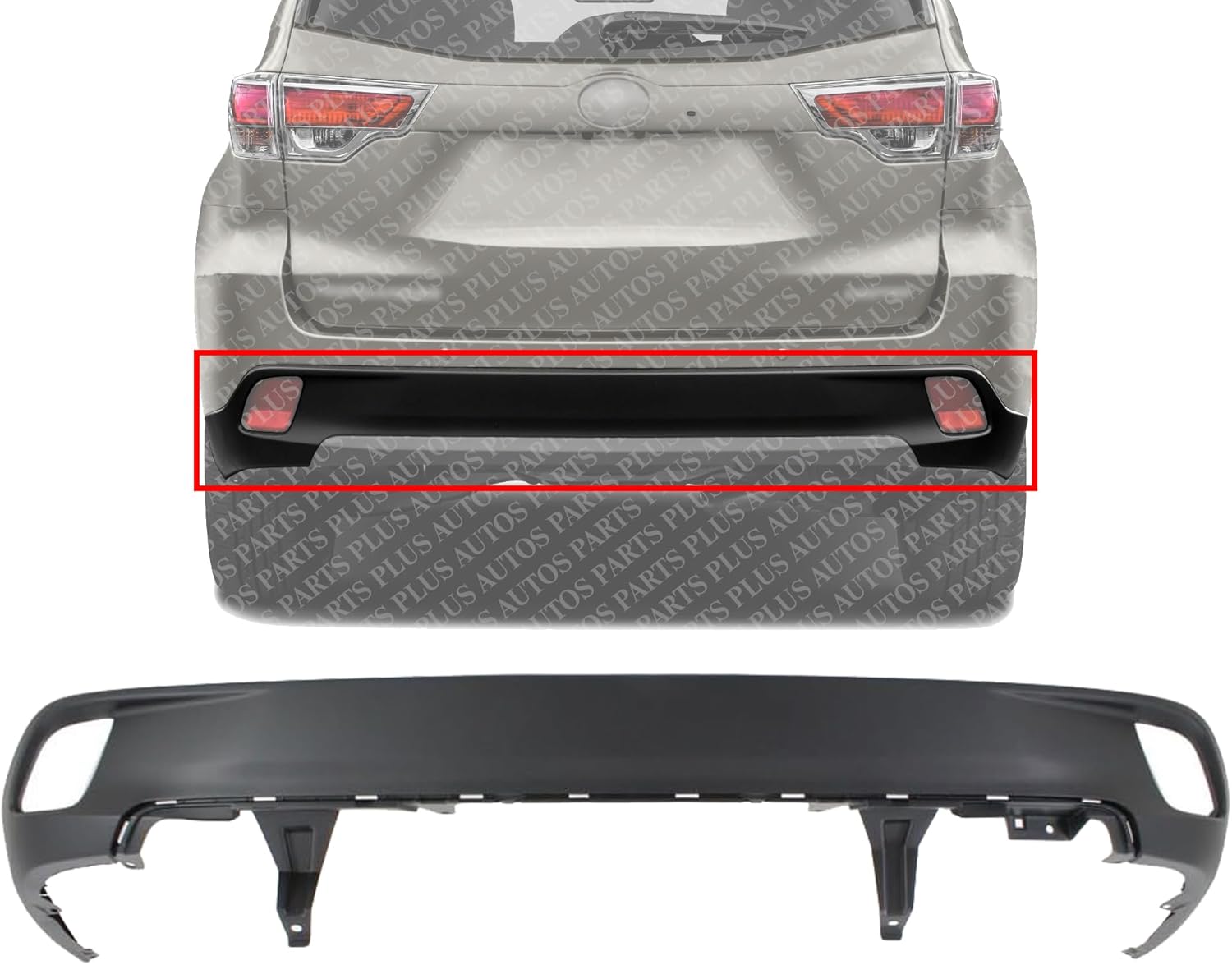 AUTOS PARTS PLUS Rear Bumper Lower Cover Textured Direct Replacement Compatible With 2014-2019 Toyota Highlander TO1115104 521690E070