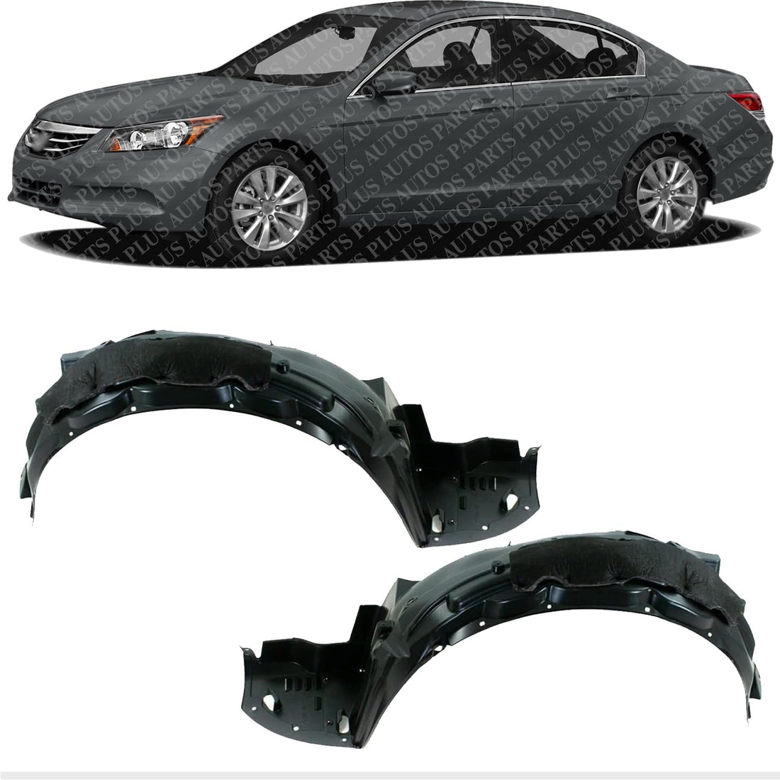 Set Of 2 Front Fender Liner Left Driver & Right Passenger Side Direct Replacement Compatible With 2008-2012 Honda Accord HO1248138 HO1249138 74150TA5A00 74100TA5A00