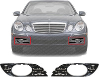 Set Of 2 Front Fog Light Molding Primed Plastic Left Driver & Right Passenger Side Direct Replacement Compatible With 2007-2009 Mercedes Benz E-Class MB1039115 MB1038115