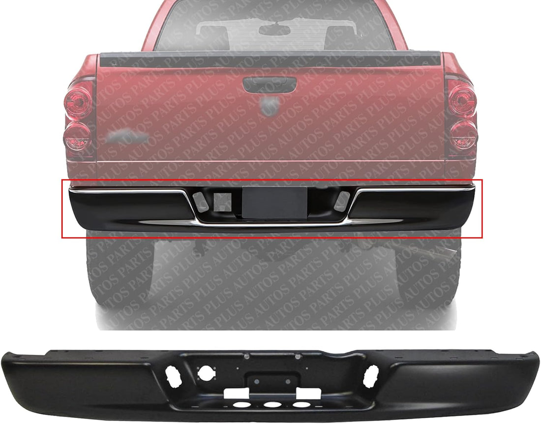 Rear Bumper Face Bar Primed Steel Without Mounting Bracket Direct Replacement Compatible With 2002-2008 Dodge Ram 1500/2003-2009 2500 3500 CH1102352 5073625AE