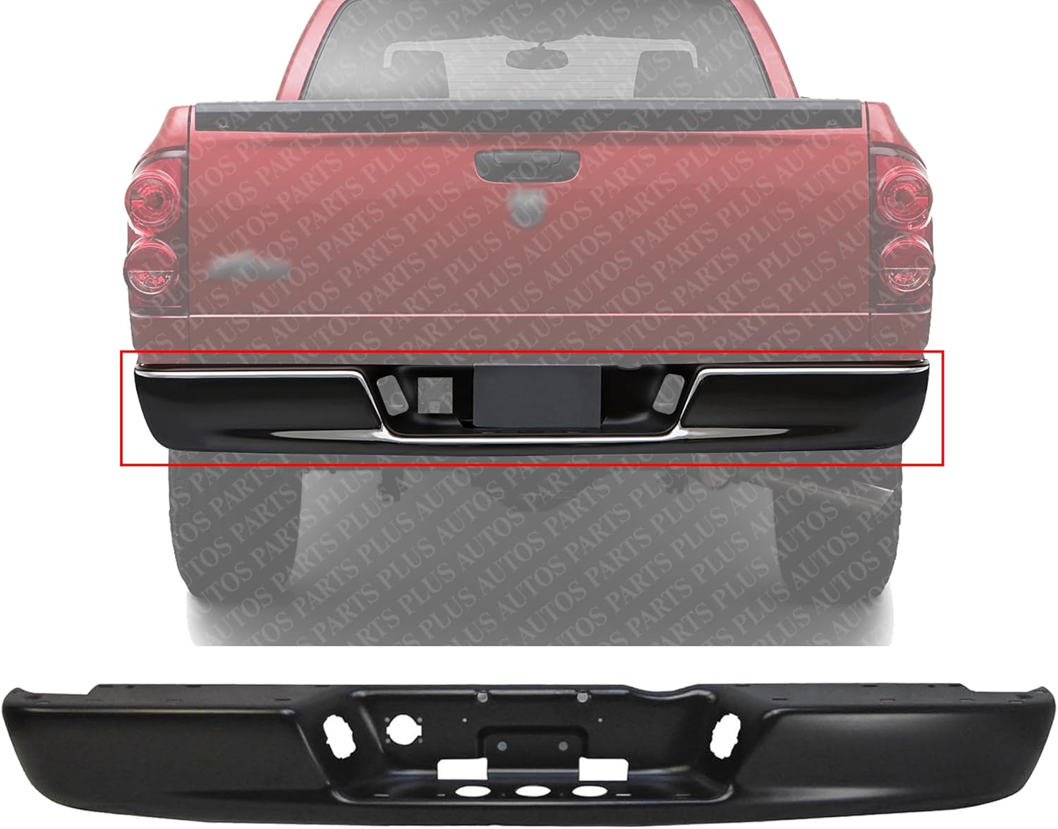 Rear Bumper Face Bar Primed Steel Without Mounting Bracket Direct Replacement Compatible With 2002-2008 Dodge Ram 1500/2003-2009 2500 3500 CH1102352 5073625AE