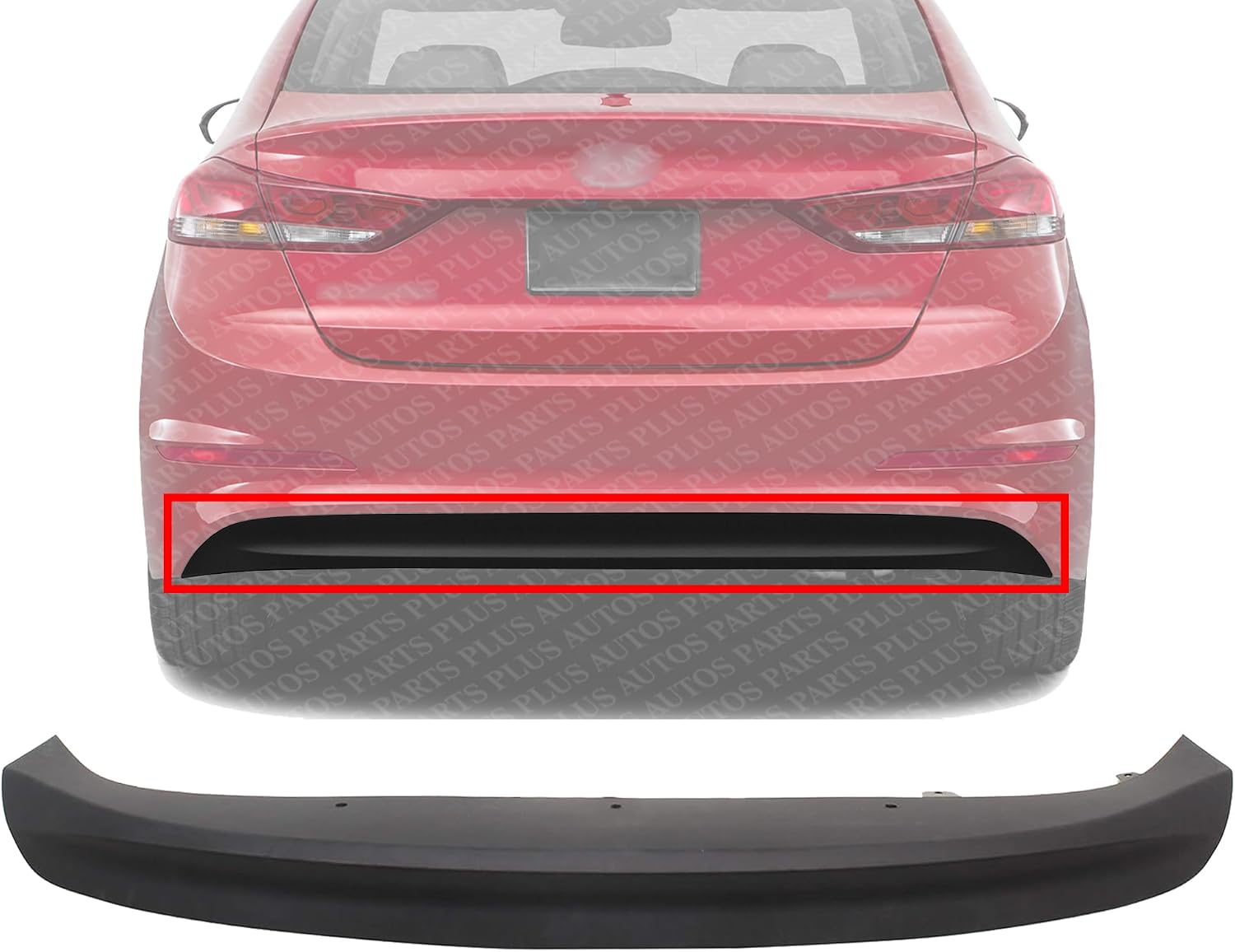 Rear Bumper Lower Valance Cover Textured Direct Replacement Compatible With 2017-2018 Hyundai Elantra HY1195118 86612F2000