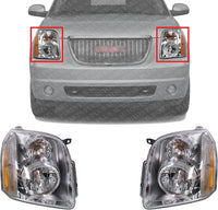 Set Of 2 Front Headlights Assembly Right Passenger & Left Driver Side Direct Replacement Compatible With 2007-2014 GMC Yukon GM2503318 GM2502318 20969897 20969896