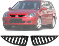 Set Of 2 Front Grille Primed Plastic Left Driver & Right Passenger Side Direct Replacement Compatible With 2004-2005 Mitsubishi Lancer MI1200246 MI1200245 MN161014 MN161013