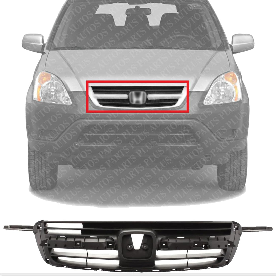Front Grille Textured Gray Shell And Insert Direct Replacement Compatible With 2002-2004 Honda CR-V HO1200159 71121S9A003