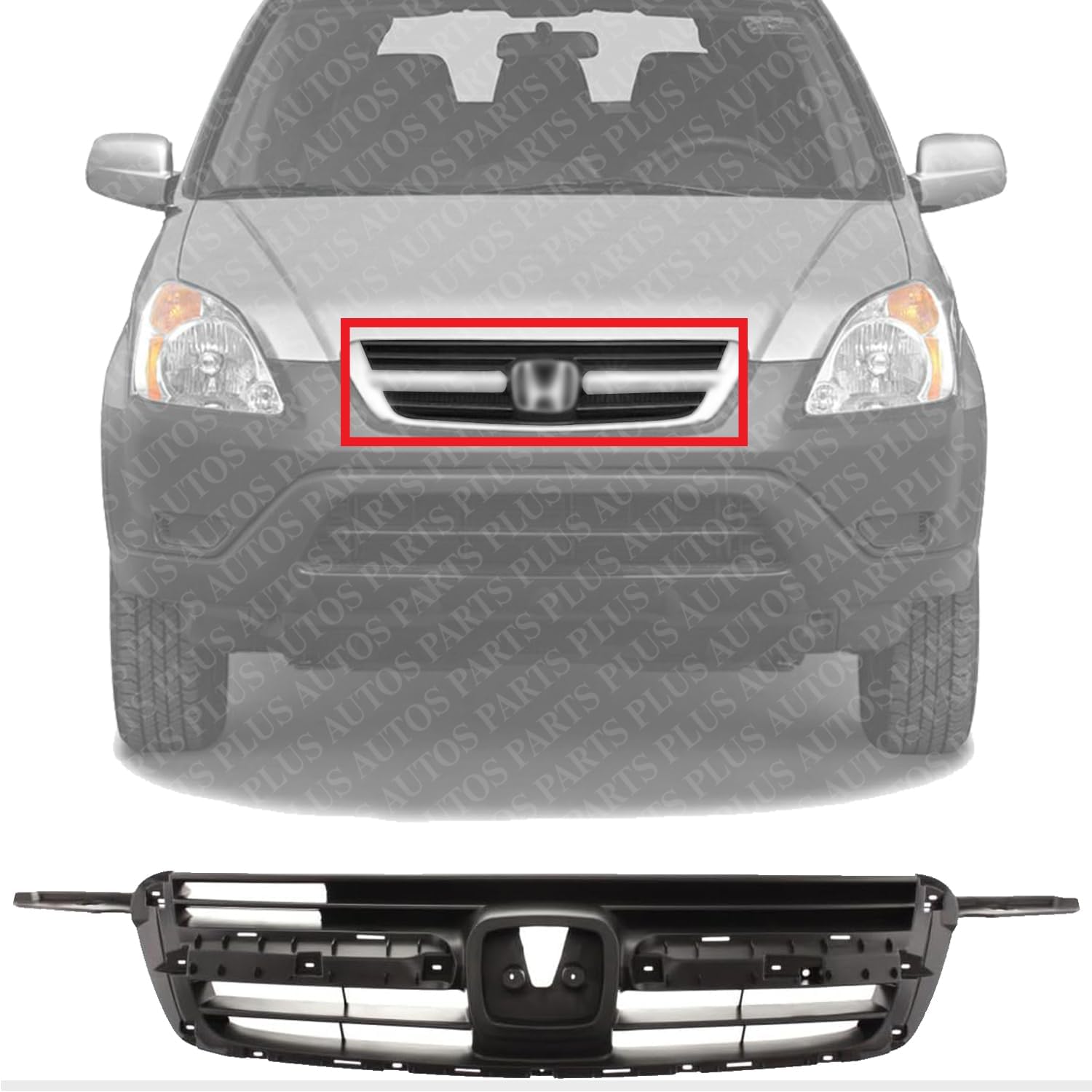 Front Grille Textured Gray Shell And Insert Direct Replacement Compatible With 2002-2004 Honda CR-V HO1200159 71121S9A003