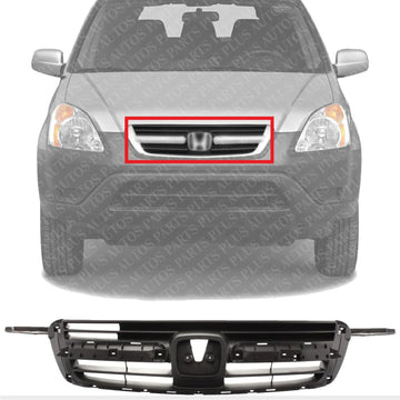 Front Grille Textured Gray Shell And Insert Direct Replacement Compatible With 2002-2004 Honda CR-V HO1200159 71121S9A003