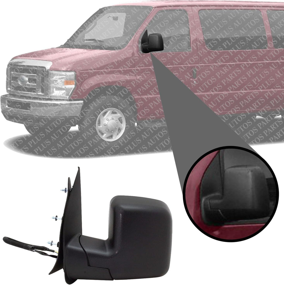 Front Power Mirror Manual Folding Non-Heated Textured Left Driver Side Direct Replacement Compatible With 2010-2014 Ford F-Series FO1320396 AC2Z17683AA