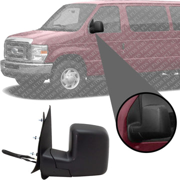 Front Power Mirror Manual Folding Non-Heated Textured Left Driver Side Direct Replacement Compatible With 2010-2014 Ford F-Series FO1320396 AC2Z17683AA